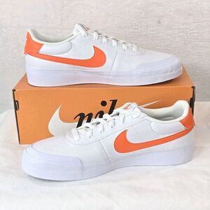 Nike Court Shot Shoes Mens Size 9.5 Leather White Orange FQ8146-108